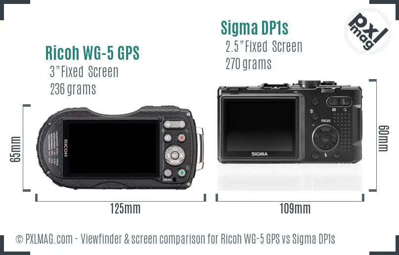 Ricoh WG-5 GPS vs Sigma DP1s Screen and Viewfinder comparison