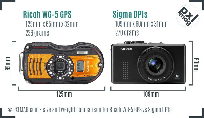 Ricoh WG-5 GPS vs Sigma DP1s size comparison