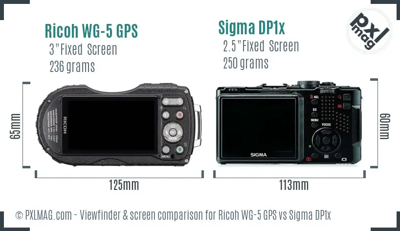 Ricoh WG-5 GPS vs Sigma DP1x Screen and Viewfinder comparison
