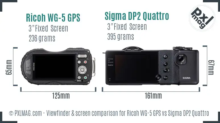 Ricoh WG-5 GPS vs Sigma DP2 Quattro Screen and Viewfinder comparison