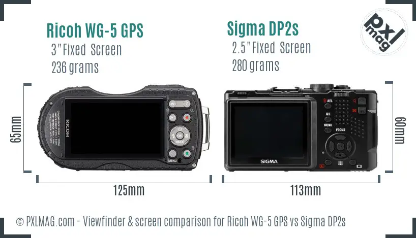 Ricoh WG-5 GPS vs Sigma DP2s Screen and Viewfinder comparison