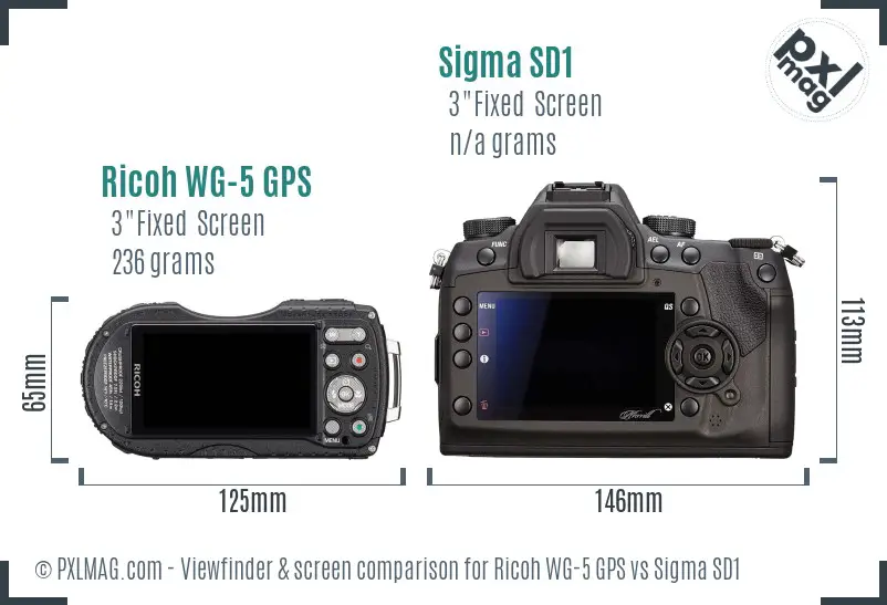 Ricoh WG-5 GPS vs Sigma SD1 Screen and Viewfinder comparison Ricoh WG-5 GPS vs Sigma SD1 Screen and Viewfinder comparison