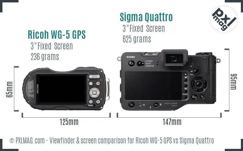 Ricoh WG-5 GPS vs Sigma Quattro Screen and Viewfinder comparison