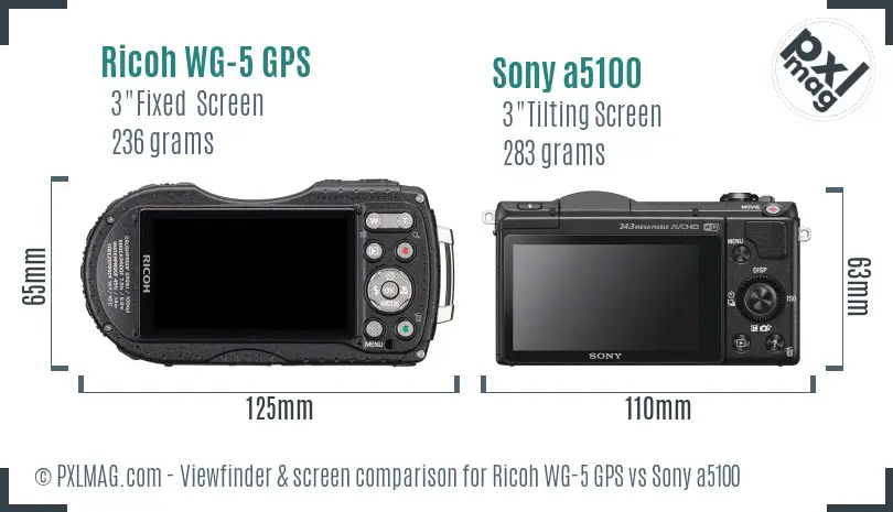 Ricoh WG-5 GPS vs Sony a5100 Screen and Viewfinder comparison
