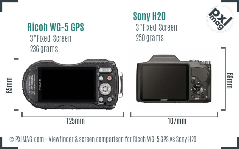 Ricoh WG-5 GPS vs Sony H20 Screen and Viewfinder comparison