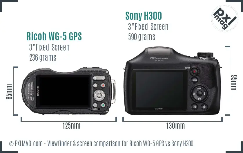 Ricoh WG-5 GPS vs Sony H300 Screen and Viewfinder comparison