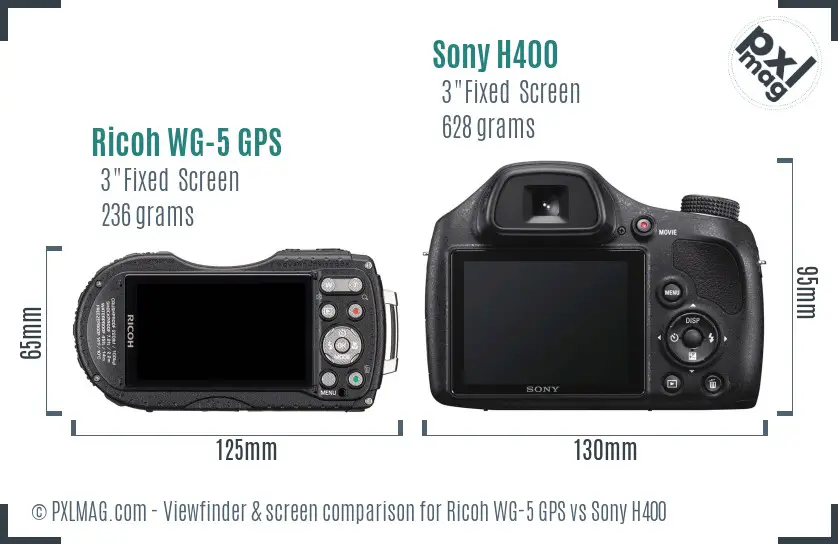 Ricoh WG-5 GPS vs Sony H400 Screen and Viewfinder comparison