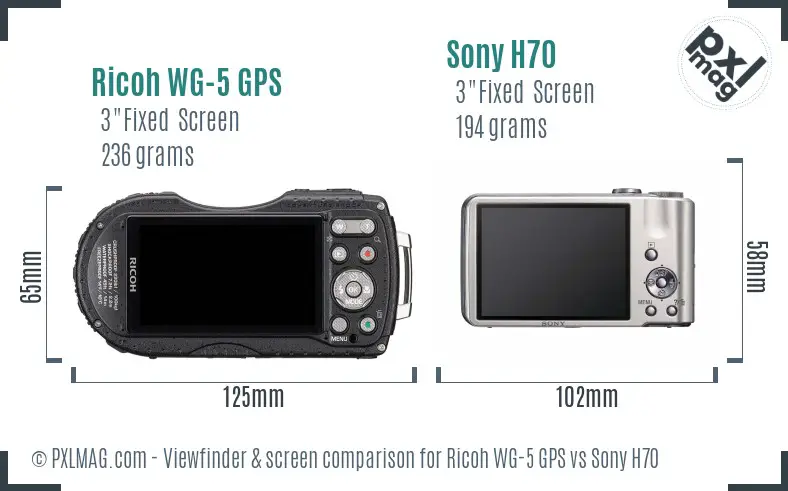 Ricoh WG-5 GPS vs Sony H70 Screen and Viewfinder comparison