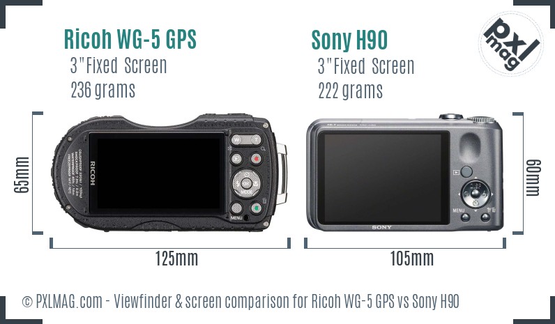 Ricoh WG-5 GPS vs Sony H90 Screen and Viewfinder comparison