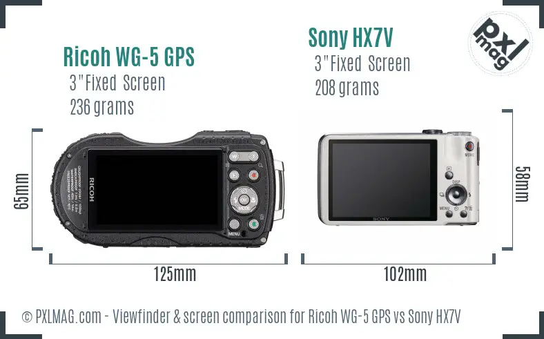 Ricoh WG-5 GPS vs Sony HX7V Screen and Viewfinder comparison