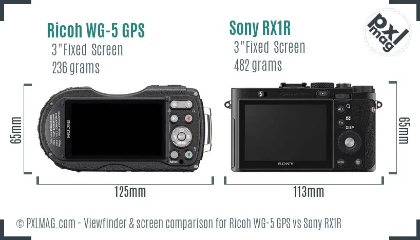 Ricoh WG-5 GPS vs Sony RX1R Screen and Viewfinder comparison