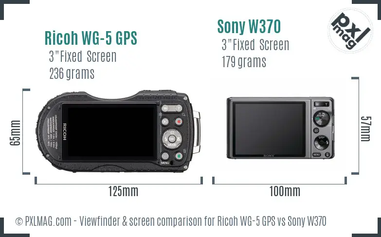 Ricoh WG-5 GPS vs Sony W370 Screen and Viewfinder comparison