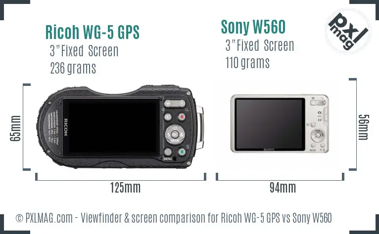 Ricoh WG-5 GPS vs Sony W560 Screen and Viewfinder comparison