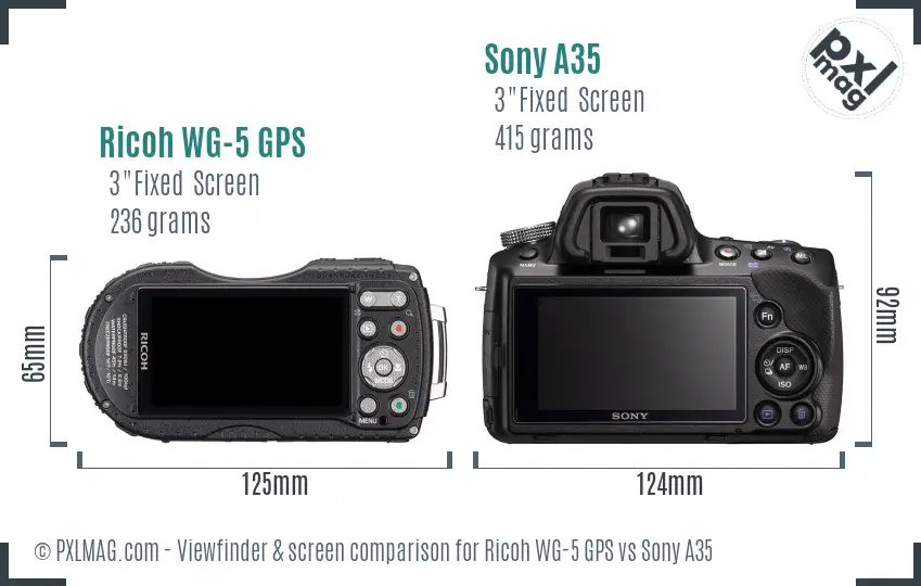 Ricoh WG-5 GPS vs Sony A35 Screen and Viewfinder comparison