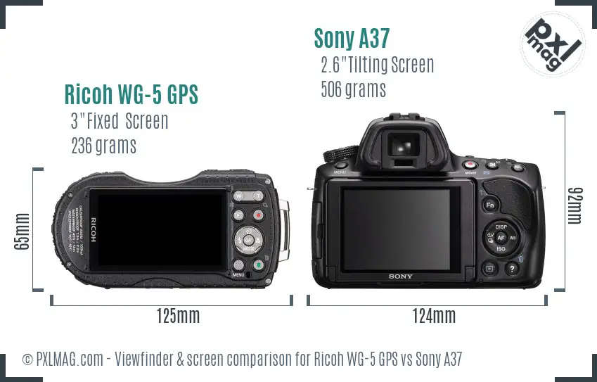 Ricoh WG-5 GPS vs Sony A37 Screen and Viewfinder comparison