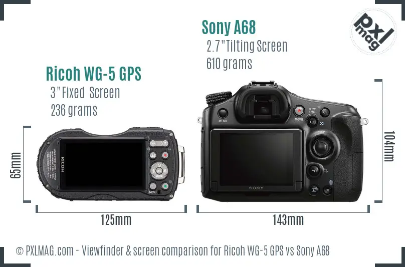 Ricoh WG-5 GPS vs Sony A68 Screen and Viewfinder comparison
