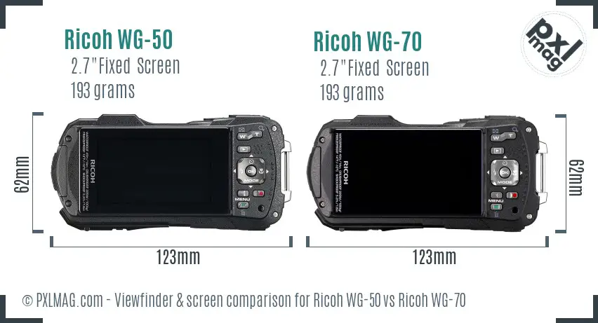 Ricoh WG-50 vs Ricoh WG-70 Screen and Viewfinder comparison
