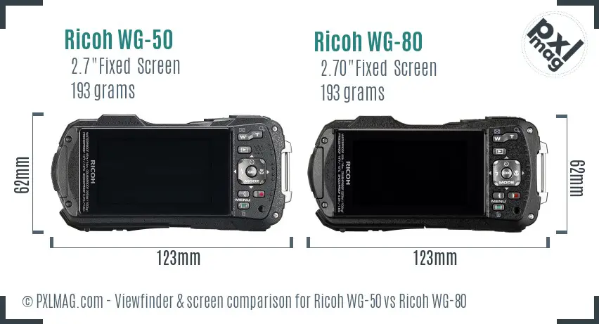 Ricoh WG-50 vs Ricoh WG-80 Screen and Viewfinder comparison