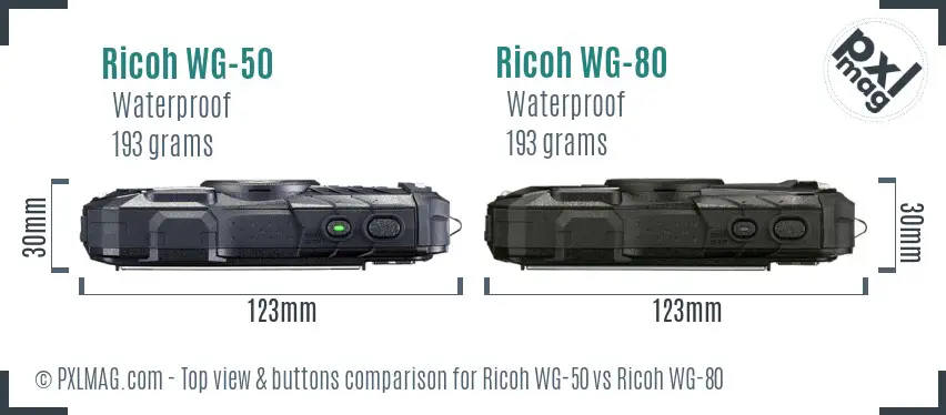Ricoh WG-50 vs Ricoh WG-80 top view buttons comparison