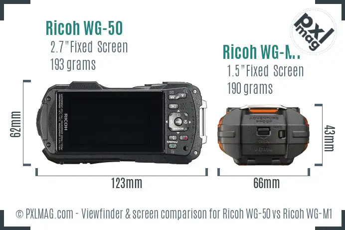 Ricoh WG-50 vs Ricoh WG-M1 Screen and Viewfinder comparison