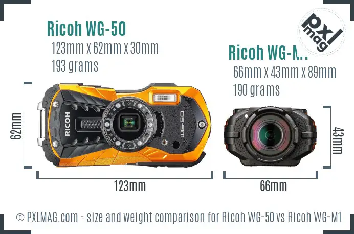 Ricoh WG-50 vs Ricoh WG-M1 size comparison