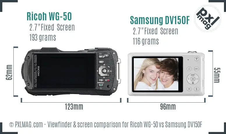 Ricoh WG-50 vs Samsung DV150F Screen and Viewfinder comparison