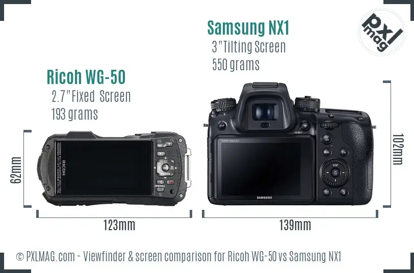 Ricoh WG-50 vs Samsung NX1 Screen and Viewfinder comparison