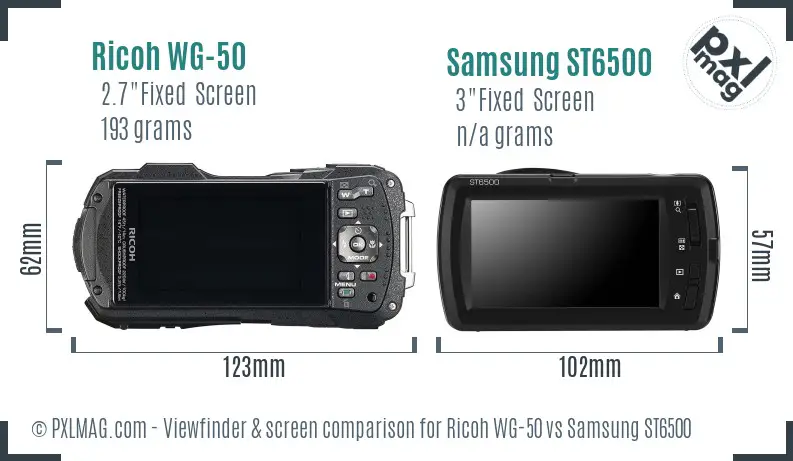 Ricoh WG-50 vs Samsung ST6500 Screen and Viewfinder comparison