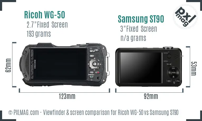 Ricoh WG-50 vs Samsung ST90 Screen and Viewfinder comparison