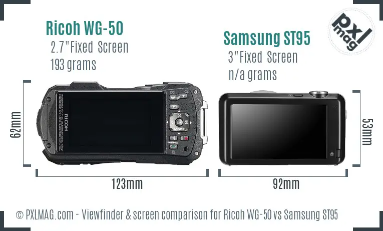 Ricoh WG-50 vs Samsung ST95 Screen and Viewfinder comparison