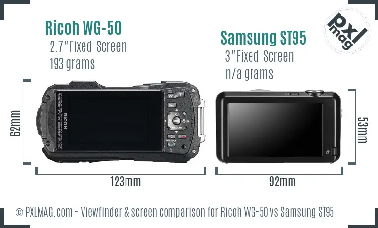 Ricoh WG-50 vs Samsung ST95 Screen and Viewfinder comparison Ricoh WG-50 vs Samsung ST95 Screen and Viewfinder comparison