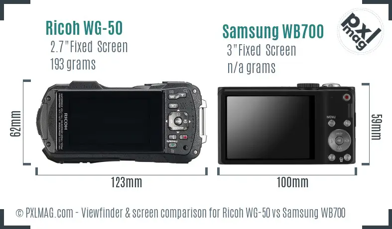 Ricoh WG-50 vs Samsung WB700 Screen and Viewfinder comparison