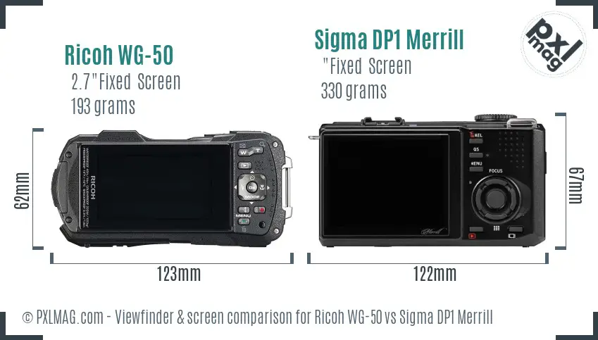Ricoh WG-50 vs Sigma DP1 Merrill Screen and Viewfinder comparison