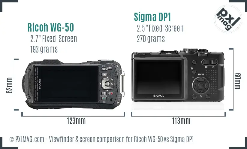 Ricoh WG-50 vs Sigma DP1 Screen and Viewfinder comparison