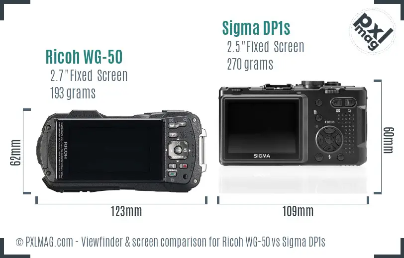 Ricoh WG-50 vs Sigma DP1s Screen and Viewfinder comparison