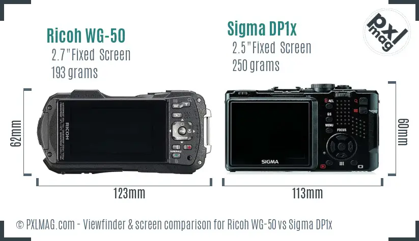 Ricoh WG-50 vs Sigma DP1x Screen and Viewfinder comparison