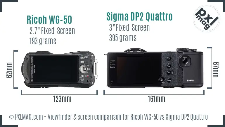 Ricoh WG-50 vs Sigma DP2 Quattro Screen and Viewfinder comparison