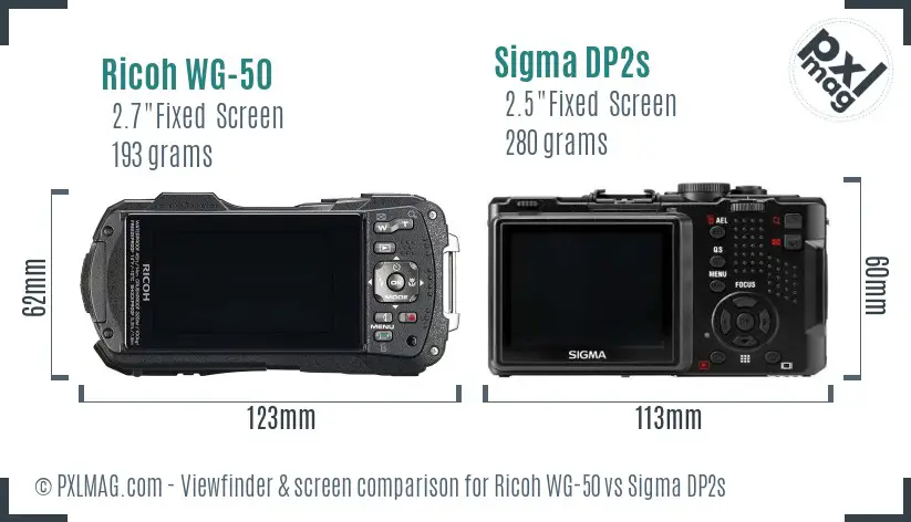 Ricoh WG-50 vs Sigma DP2s Screen and Viewfinder comparison