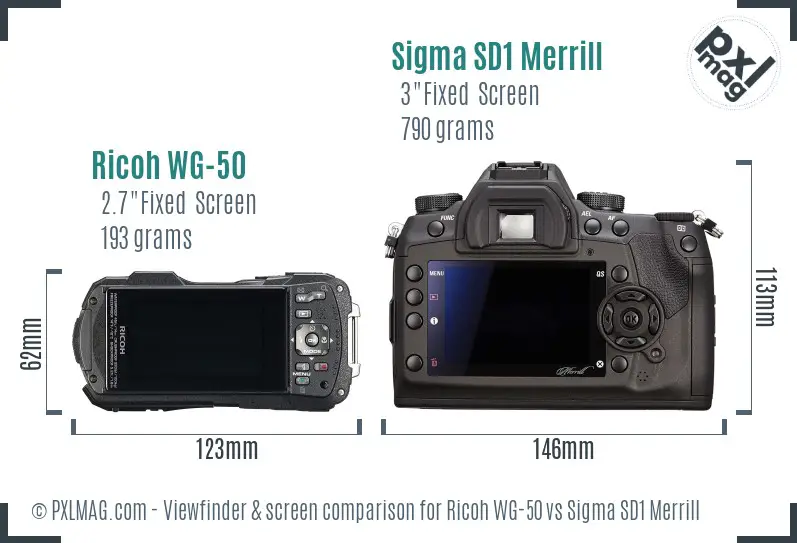 Ricoh WG-50 vs Sigma SD1 Merrill Screen and Viewfinder comparison