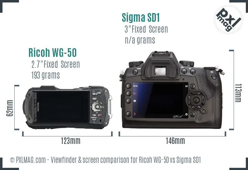 Ricoh WG-50 vs Sigma SD1 Screen and Viewfinder comparison