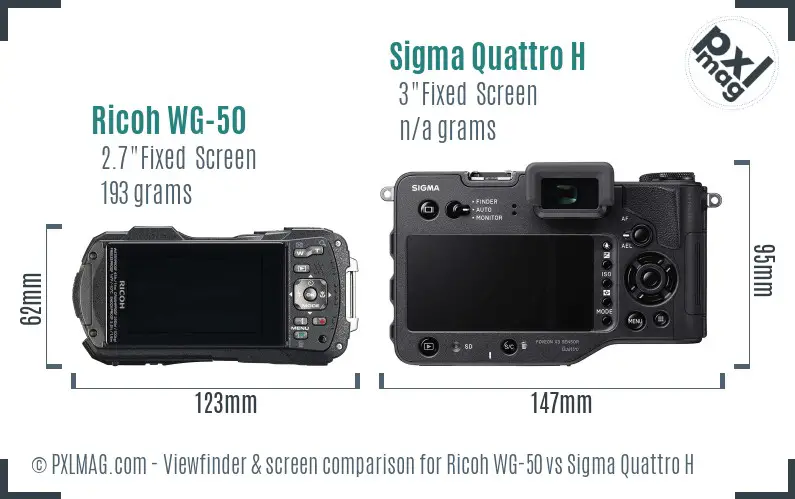 Ricoh WG-50 vs Sigma Quattro H Screen and Viewfinder comparison