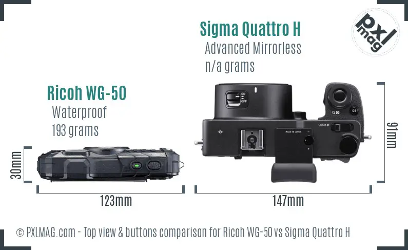 Ricoh WG-50 vs Sigma Quattro H top view buttons comparison