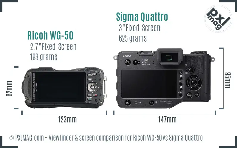 Ricoh WG-50 vs Sigma Quattro Screen and Viewfinder comparison