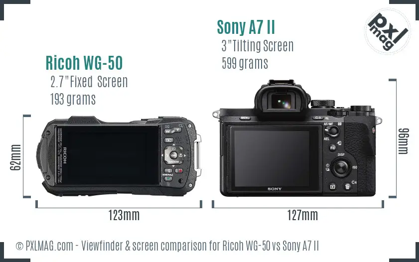 Ricoh WG-50 vs Sony A7 II Screen and Viewfinder comparison