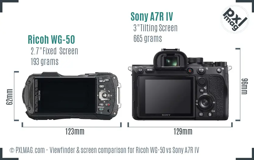 Ricoh WG-50 vs Sony A7R IV Screen and Viewfinder comparison