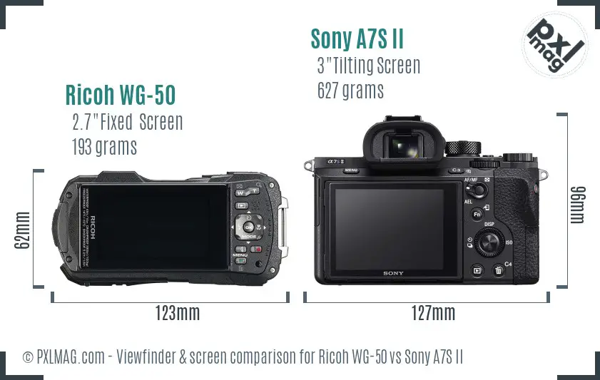 Ricoh WG-50 vs Sony A7S II Screen and Viewfinder comparison