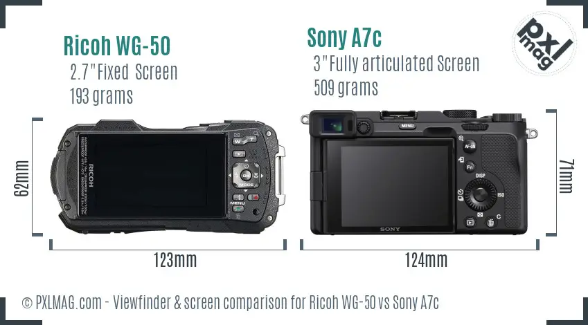 Ricoh WG-50 vs Sony A7c Screen and Viewfinder comparison Ricoh WG-50 vs Sony A7c Screen and Viewfinder comparison