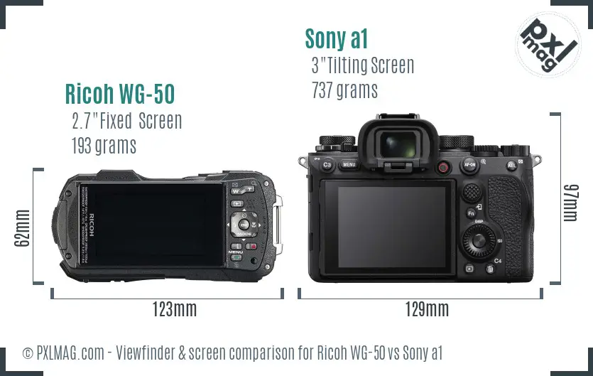 Ricoh WG-50 vs Sony a1 Screen and Viewfinder comparison