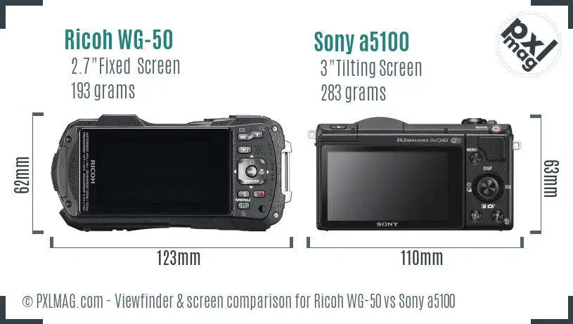 Ricoh WG-50 vs Sony a5100 Screen and Viewfinder comparison