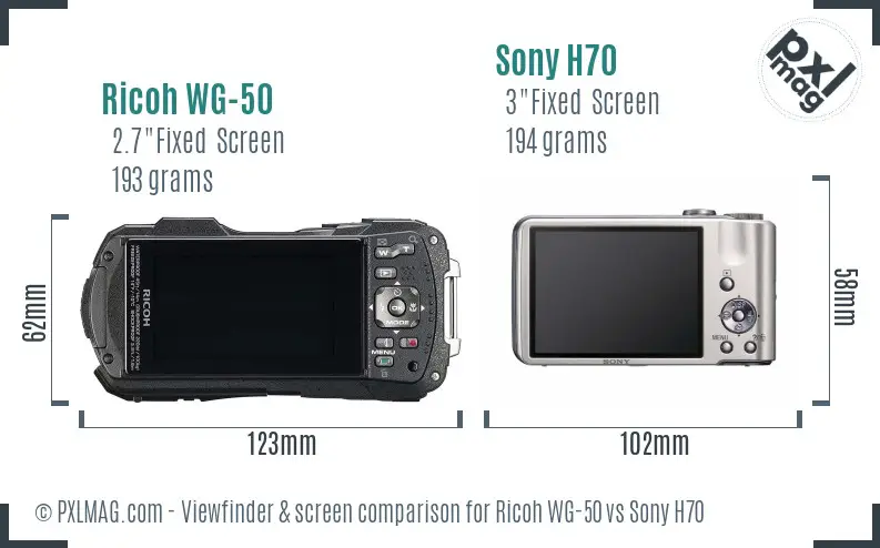Ricoh WG-50 vs Sony H70 Screen and Viewfinder comparison Ricoh WG-50 vs Sony H70 Screen and Viewfinder comparison